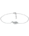 Giani Bernini Cubic Zirconia Wing Chain Ankle Bracelet, Created For Macy's In Sterling Silver