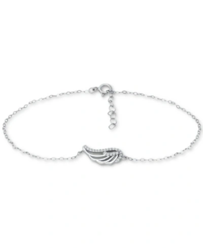 Giani Bernini Cubic Zirconia Wing Chain Ankle Bracelet, Created For Macy's In Sterling Silver