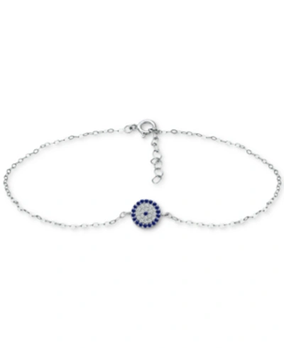 Giani Bernini Cubic Zirconia Evil Eye Ankle Bracelet In Sterling Silver, Created For Macy's
