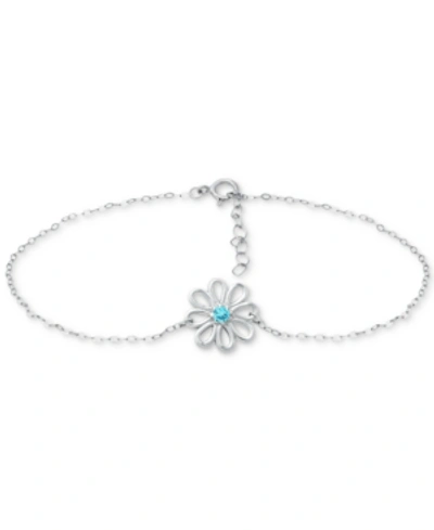 Giani Bernini Cubic Zirconia Ankle Bracelet In Sterling Silver (also In Lab-created Pink Sapphire), Created For Ma In Light Blue