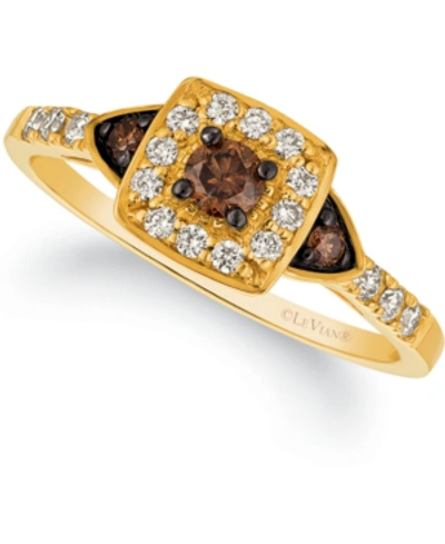 Le Vian Chocolate By Petite  Chocolate And White Diamond Ring (3/8 Ct. T.w.) In 14k Rose, Yellow Or W In Yellow Gold