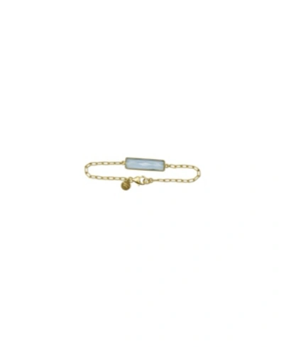 Roberta Sher Designs Bezel Set Topaz Bar Bracelet With 14k Gold Fill Chain In Gold - Fill