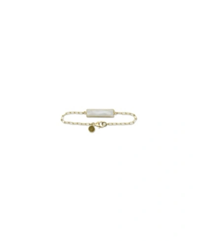 Roberta Sher Designs Bezel Set Moonstone Bar Bracelet With 14k Gold Fill Chain In Gold - Fill