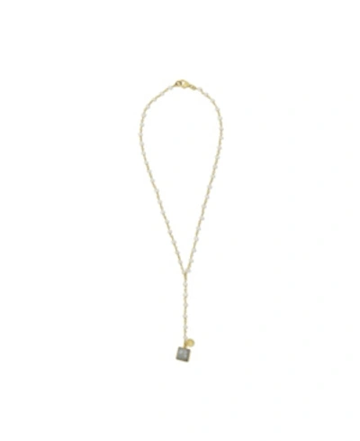 Roberta Sher Designs Y-shaped 14k Gold Fill Necklace With Fully Faceted Moonstone Stones In Gold - Fill