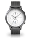LILIENTHAL BERLIN SILVER CHRONOGRAPH WITH SLIVER-TONE STAINLESS STEEL MESH BRACELET WATCH, 42MM