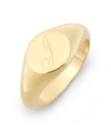 BROOK & YORK CLAIRE PETITE INITIAL SIGNET GOLD-PLATED RING