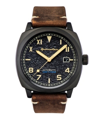 Spinnaker Men's Hull California Automatic Dark Brown Genuine Leather Strap Watch 42mm