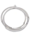 Nine West Stretch Silver Bangles, 3 Set In Silver-tone