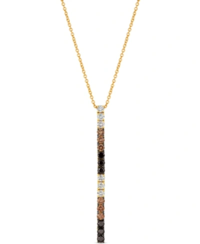 Le Vian Chocolate Layer Cake Blackberry Diamonds, Chocolate Diamonds & Nude Diamonds 18" Pendant Necklace (1 In Yellow Gold