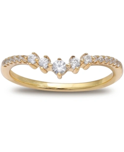 Giani Bernini Cubic Zirconia V Band In 18k Gold-plated Sterling Silver, Created For Macy's In Gold Over Silver