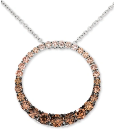 Le Vian Chocolate Diamond Ombre Circle 18" Adjustable Pendant Necklace (1-1/5 Ct. T.w.) In 14k Rose Gold , 1 In White Gold