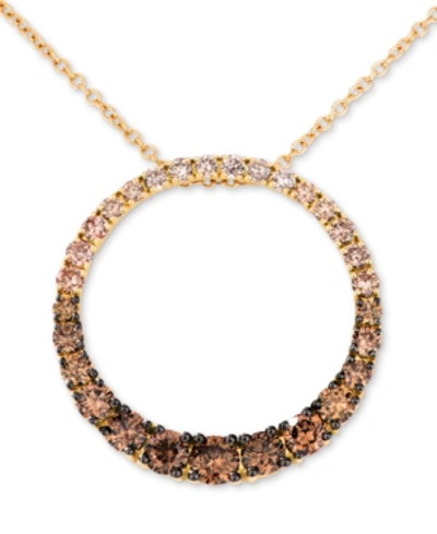 Le Vian Chocolate Diamond Ombre Circle 18" Adjustable Pendant Necklace (1-1/5 Ct. T.w.) In 14k Rose Gold , 1 In Yellow Gold