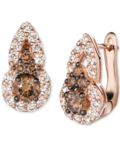 Le Vian Chocolate Diamond (1/2 Ct. T.w.) & Nude Diamond (3/8 Ct. T.w.) Leverback Earrings In 14k Rose Gold, In White Gold