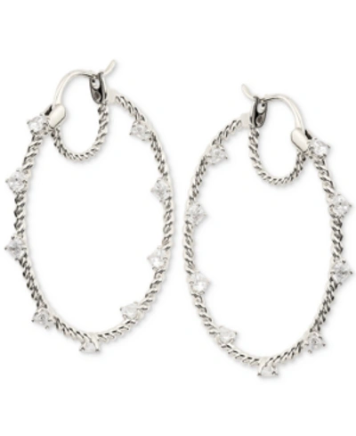 Eliot Danori Stone Embellished Hoop Earrings, Created For Macy's In Silver