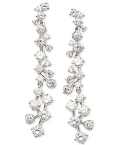 Eliot Danori Cubic Zirconia Linear Cluster Drop Earrings, Created For Macy's In Silver