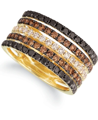 Le Vian Chocolate Layer Cake Blackberry Diamonds, Chocolate Diamonds & Nude Diamonds Statement Ring (1-5/8 C In Yellow Gold