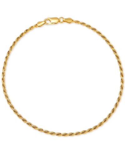 Giani Bernini Rope Chain Ankle Bracelet (2mm) In 18k Gold-plated Sterling Silver Or Sterling Silver, Created For M In Gold Over Silver