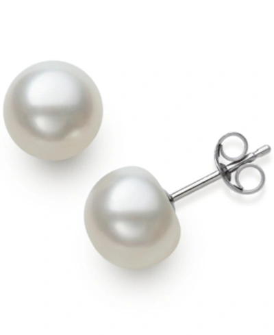 Belle De Mer Cultured Freshwater Button Pearl (8-9mm) Stud Earrings In White