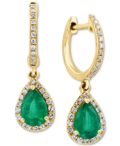 Effy Collection Effy Emerald (1-1/6 Ct. T.w.) & Diamond (1/4 Ct. T.w.) Drop Earrings In 14k Gold