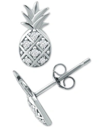 Giani Bernini Cubic Zirconia Pineapple Stud Earrings In Sterling Silver, Created For Macy's