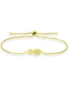 Giani Bernini Cubic Zirconia Pineapple Bolo Bracelet In 18k Gold-plated Sterling Silver, Created For Macy's In 18k Over Sterling Silver