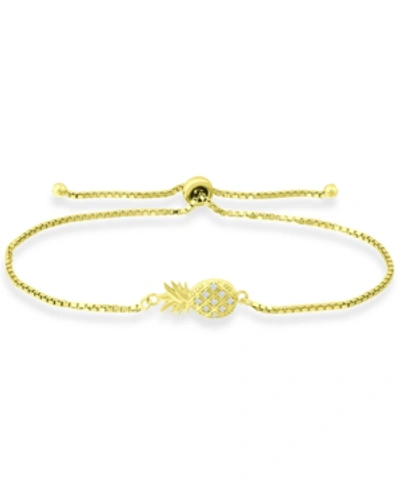 Giani Bernini Cubic Zirconia Pineapple Bolo Bracelet In 18k Gold-plated Sterling Silver, Created For Macy's In 18k Over Sterling Silver