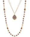 LONNA & LILLY LONNA & LILLY GOLD-TONE CRYSTAL & STONE BEADED 24" CONVERTIBLE LAYERED NECKLACE