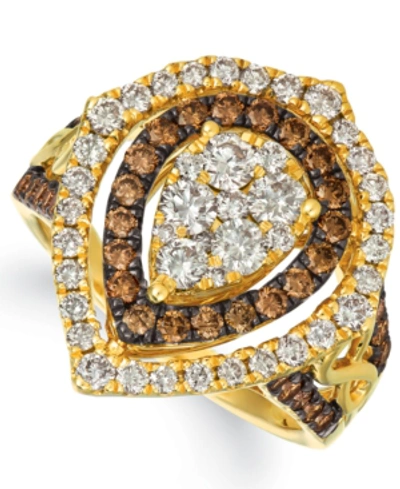 Le Vian Chocolate & Nude Diamond Cluster Halo Ring (1-9/10 Ct. T.w.) In 14k Rose, Yellow Or White Gold In Yellow Gold