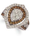Le Vian Chocolate & Nude Diamond Cluster Halo Ring (1-9/10 Ct. T.w.) In 14k Rose, Yellow Or White Gold In White Gold