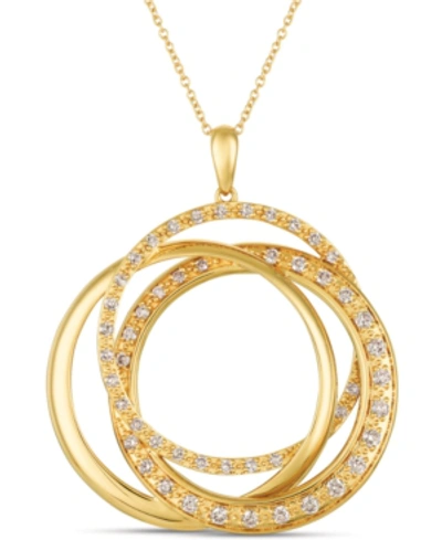 Le Vian Strawberry & Nude Diamond Interlocking Rings 18" Pendant Necklace (1 Ct. T.w.) In 14k Rose, Yellow O In Yellow Gold