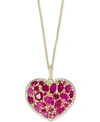 EFFY COLLECTION EFFY RUBY (4-3/4 CT. T.W.) & DIAMOND (1/3 CT. T.W.) HEART 18" PENDANT NECKLACE IN 14K GOLD