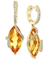 Effy Collection Sunset By Effy Citrine & Diamond Drop Earrings In 14k Gold (also Available In Pink Amethyst, Green A In Citrine