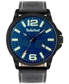 TIMBERLAND MEN'S ACKLEY BLACK LEATHER STRAP WATCH 46MM