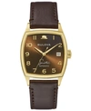 BULOVA MEN'S FRANK SINATRA AUTOMATIC BROWN LEATHER STRAP WATCH 33.5X45MM