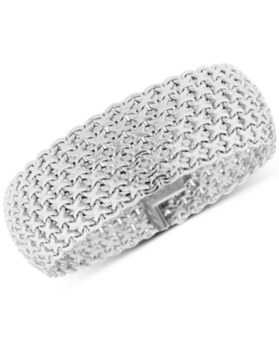 Italian Gold Wide Mesh Link & Chain Bracelet In 14k Gold In White Gold