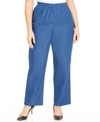 ALFRED DUNNER PLUS SIZE CLASSIC DENIM PULL-ON STRAIGHT-LEG AVERAGE LENGTH PANTS