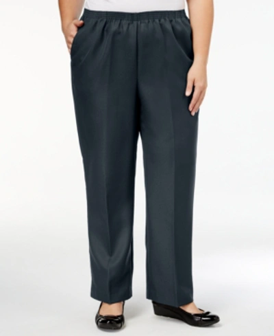 Alfred Dunner Plus Size Classic Pull-on Straight-leg Pants In Navy