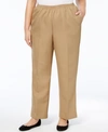 Alfred Dunner Plus Size Classic Pull-on Straight-leg Pants In Tan