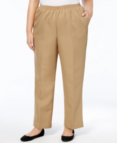 Alfred Dunner Plus Size Classic Pull-on Straight-leg Pants In Tan