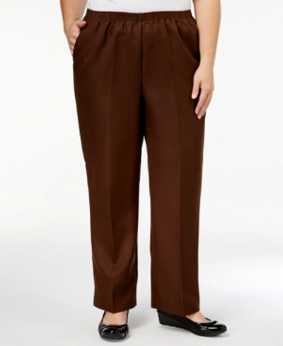 Alfred Dunner Plus Size Classic Pull-on Straight-leg Pants In Brown