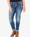 Silver Jeans Co. Plus Size Indigo Wash Ripped Girlfriend Jeans In Indigo