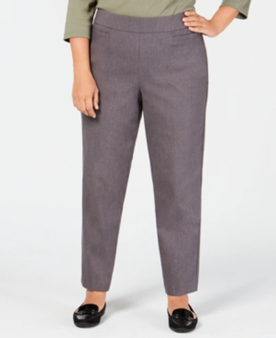 Alfred Dunner Plus Size Classic Allure Tummy Control Pull-on Pants In Grey