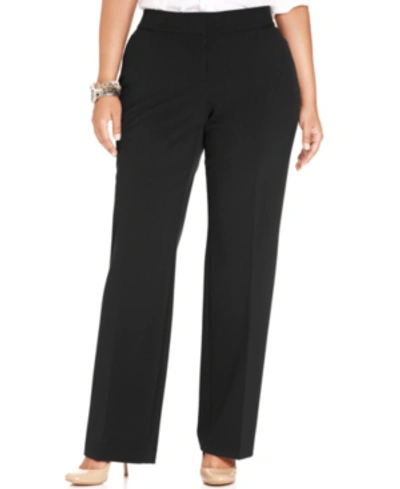 Jm Collection Plus & Petite Plus Size Curvy-fit Straight-leg Pants, Created For Macy's In Deep Black