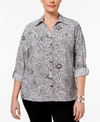 NY COLLECTION PLUS SIZE UTILITY BLOUSE