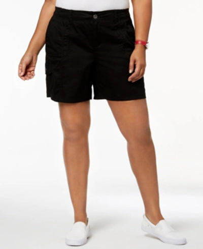 Style & Co Plus Size Cuffed Denim Bermuda Shorts, Created For Macy's In Deep Black