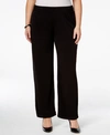 Ny Collection Plus Size Pull-on Wide-leg Pants In Black