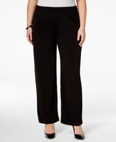 Ny Collection Plus Size Pull-on Wide-leg Pants In Black