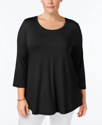 Jm Collection Plus Size Scoopneck Top, Created For Macy's In Deep Black