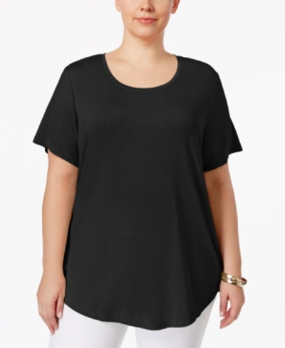 Jm Collection Plus Size Short-sleeve Top, Created For Macy's In Burnt Brick