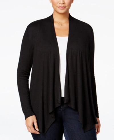 Inc International Concepts Plus Size Draped Cardigan, Created For Macy's In Black